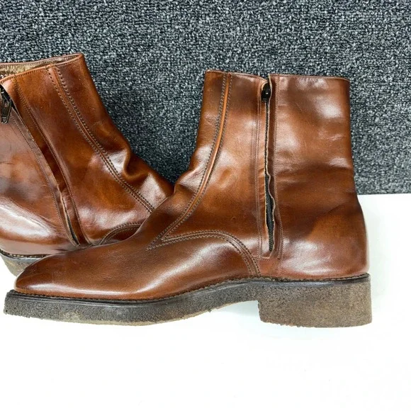 Florsheim Grenoble 80606 Mens Brown Leather Side Zip Crepe Boots 13 D Vintage